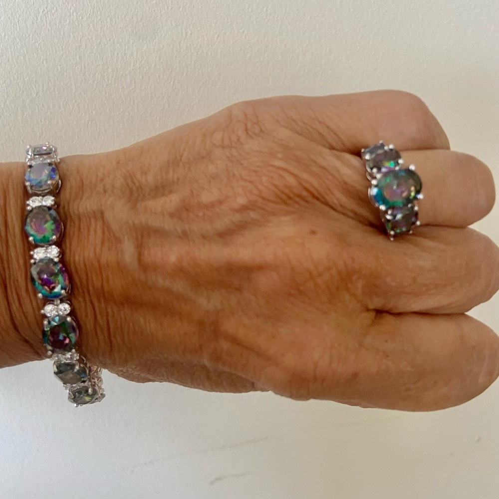 Mystic Rainbow Topaz Bracelet and Ring size 7-7,5